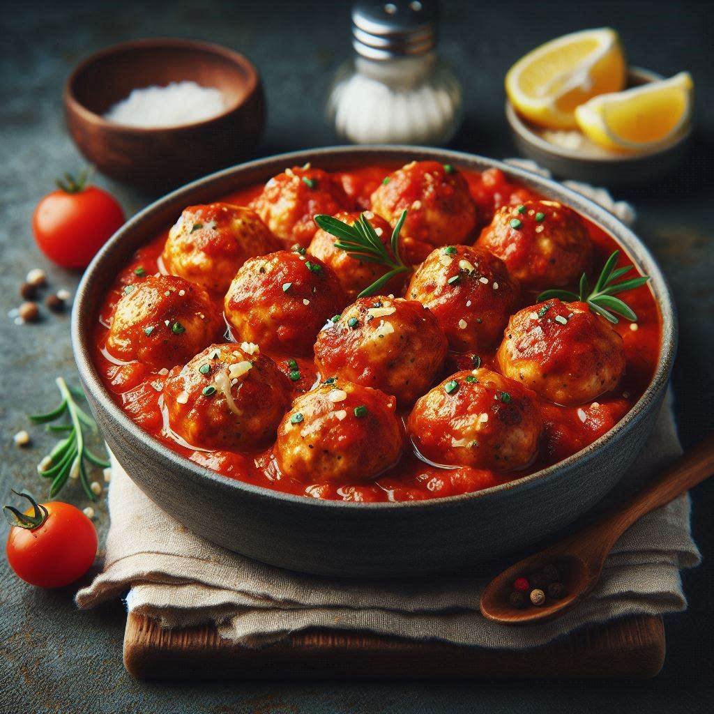 Albóndigas de Pollo en Salsa de Tomate Casera