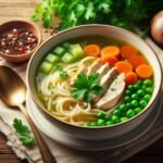 Receta reconfortante de «sopa de pollo casera» con fideos y verduras